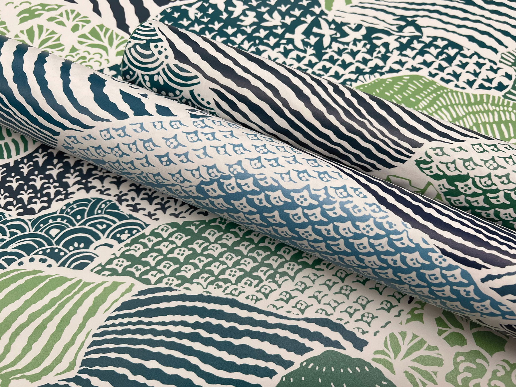 Shangri-La Navy Blue Peel & Stick Wallpaper large image 