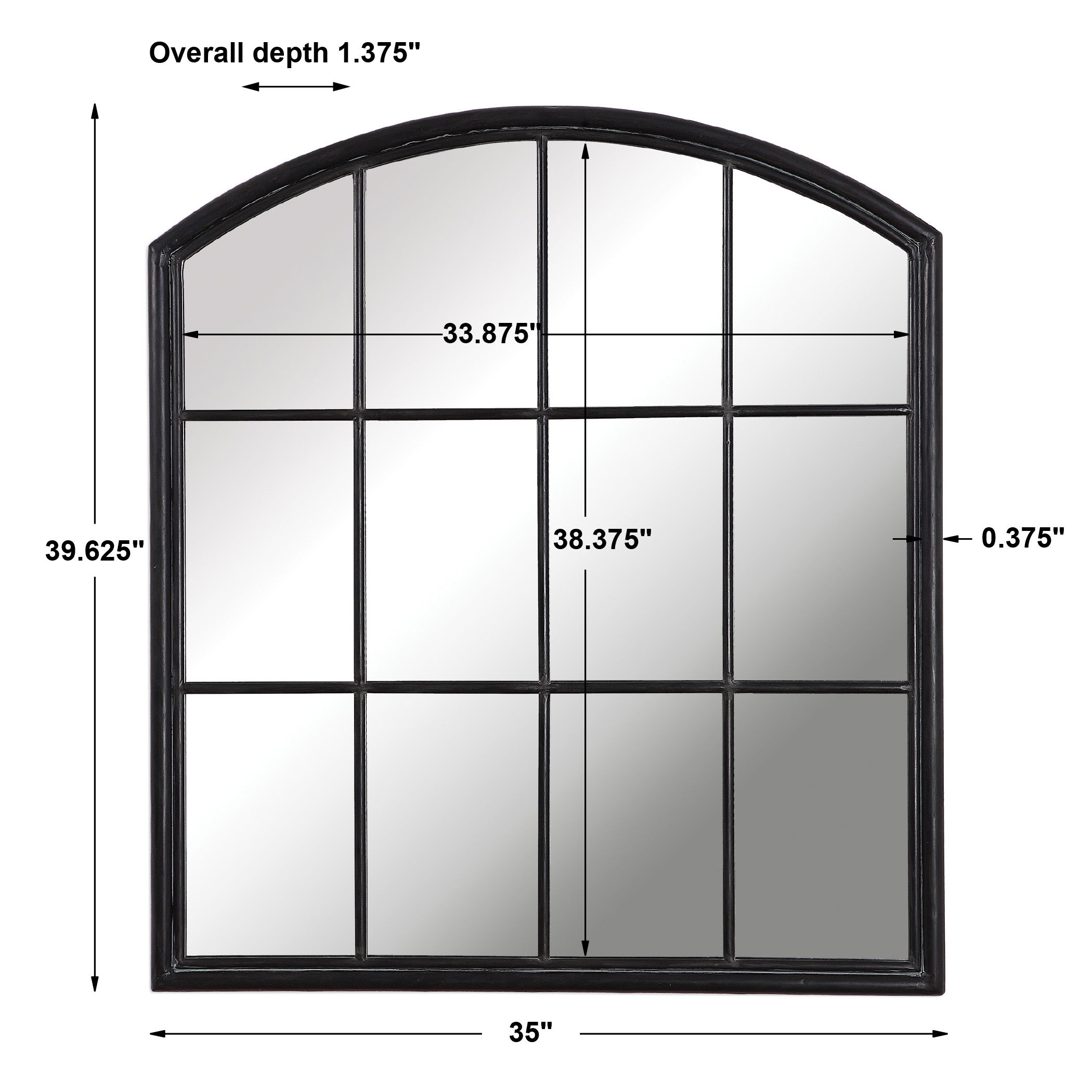 Lyda Aged Black Arch Mirror large image 