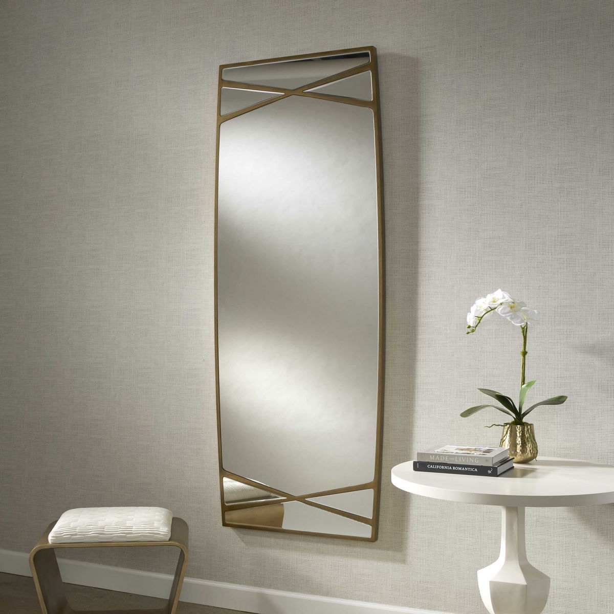 Gentry Oversized Gold Mirror, by Uttermost, 30" width x 78" height x 1.75" depth View 4