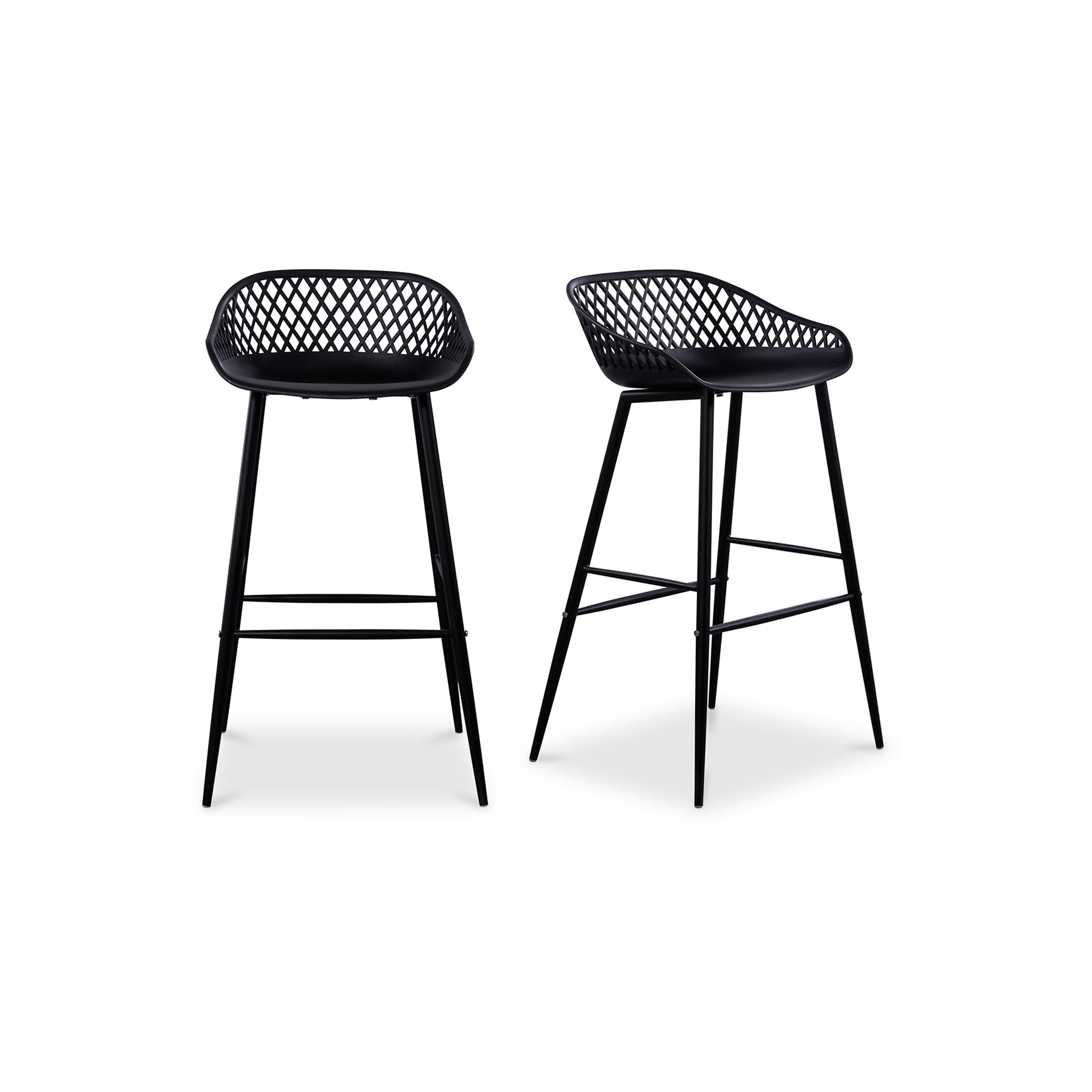 Piazza Outdoor Barstool Black - Set Of Two, Outdoor Chair by Moe's Home, 1'7.29" width x 3'1.2" height x 1'7.68" depth View 2