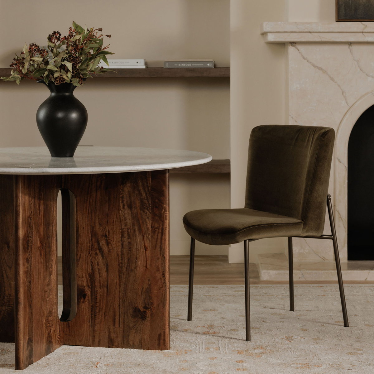 Stanley Dining Table White Marble, by Moe's Home, 48" width x 30" height x 48" depth View 7