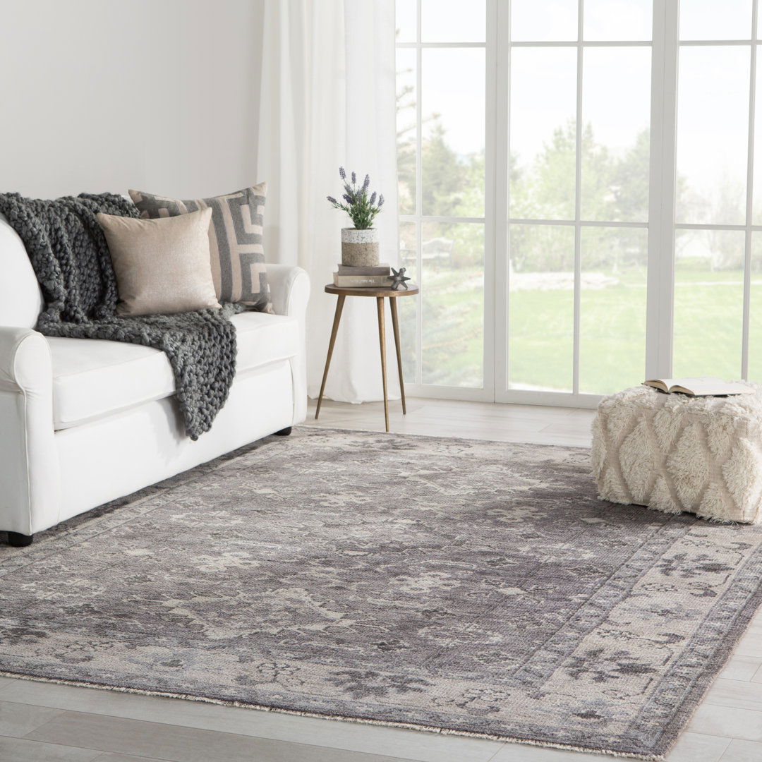 Rivas Hand-Knotted Medallion Gray Area Rug large image 