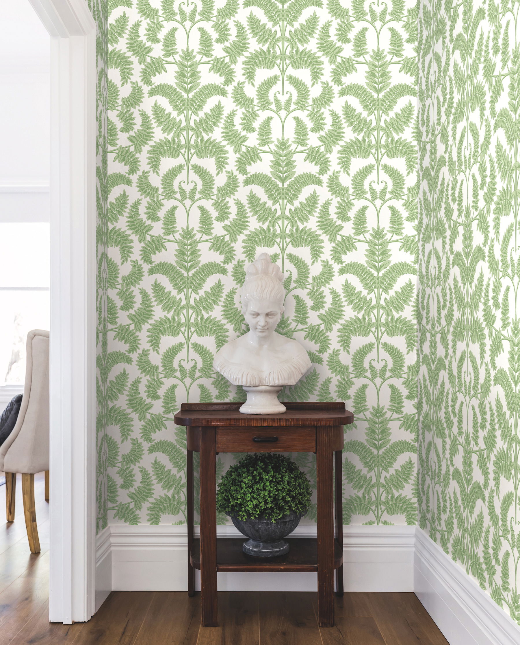 Royal Fern Damask Green Wallpaper large image 