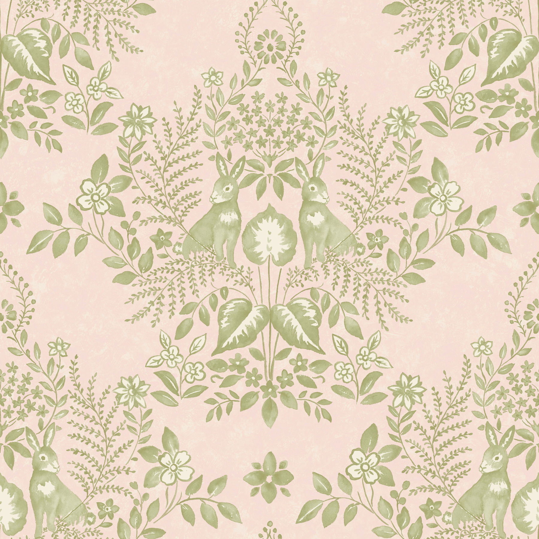 Cottontail Toile Pink & Chartreuse Peel & Stick Wallpaper large image 