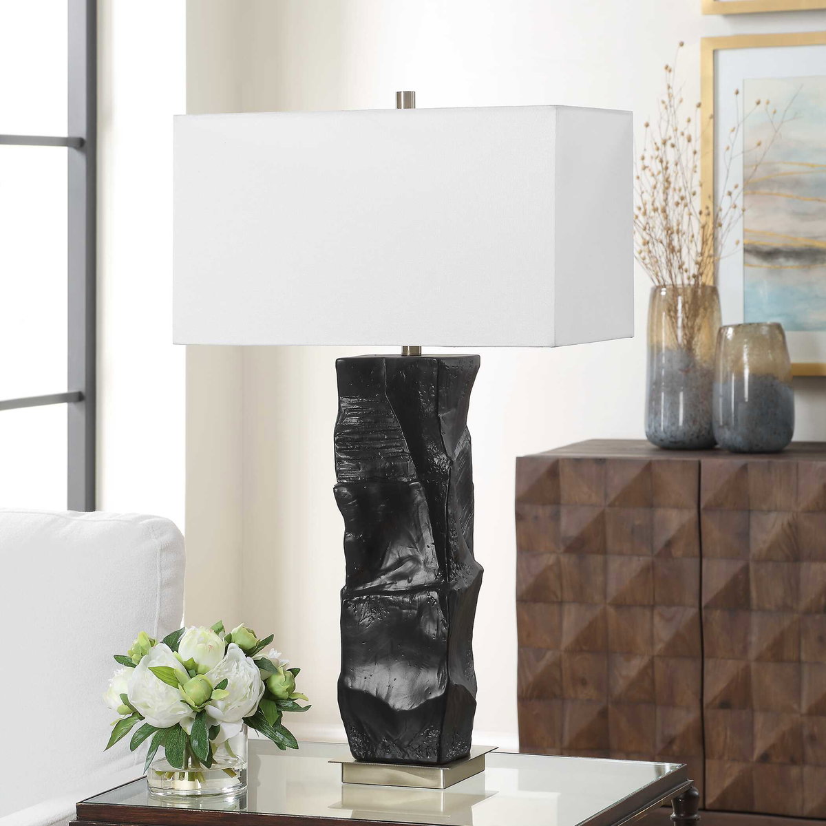 Altaria Black Table Lamp, by Uttermost, 20" width x 33" height x 11" depth View 3