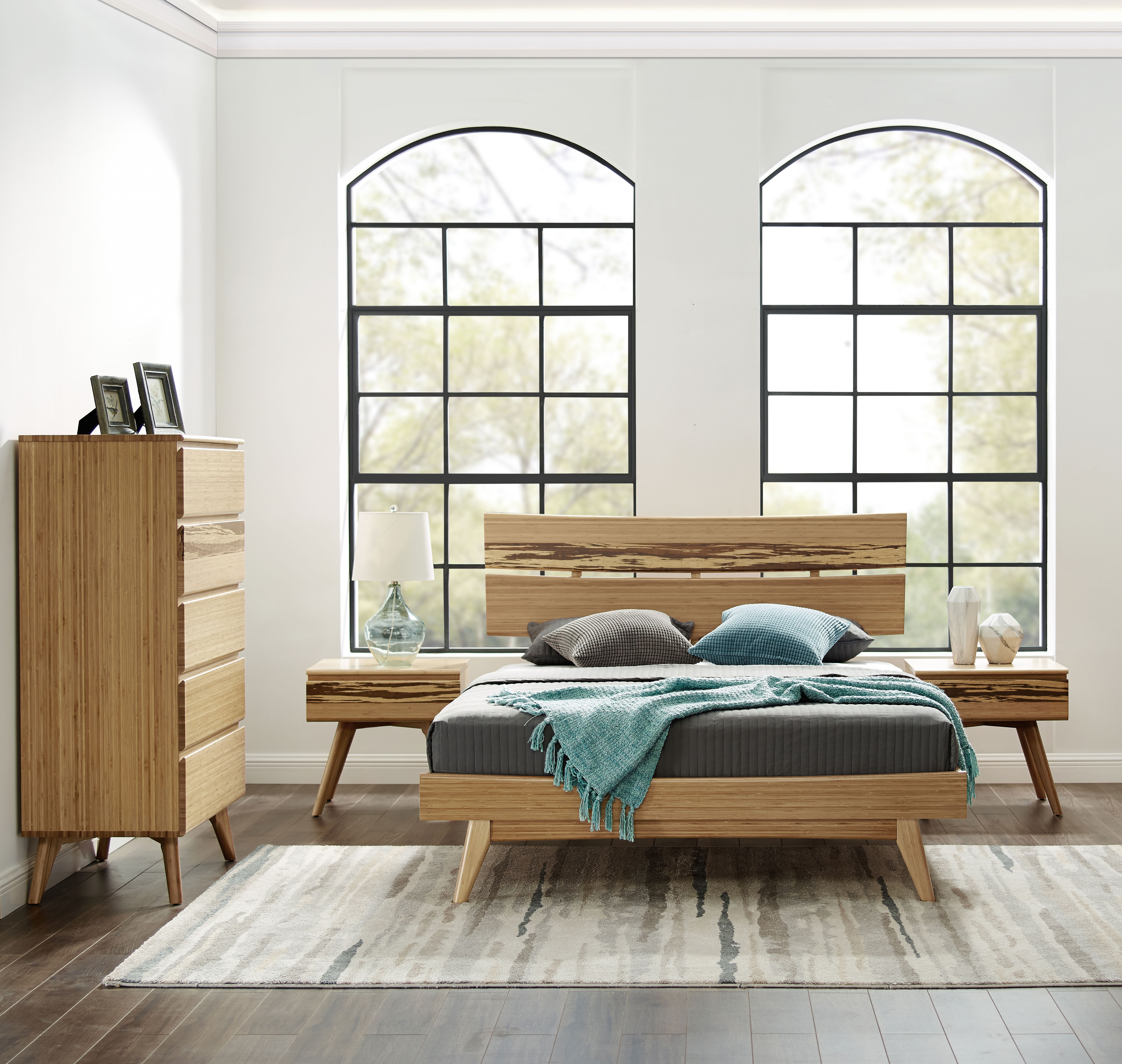 Azara Queen Platform Bed, Caramelized, by Greenington, 87" length x 64.5" width x 44" height View 13