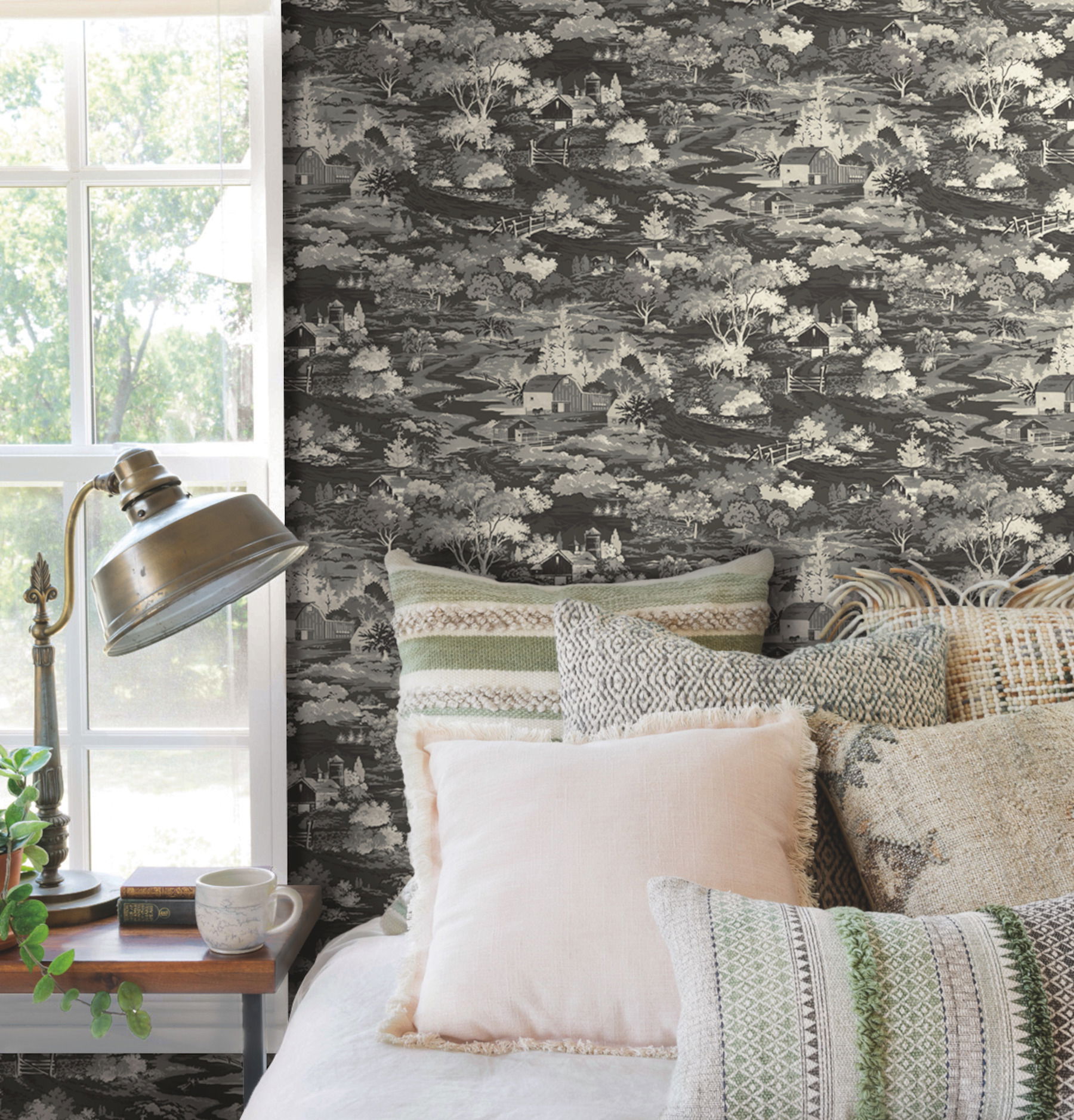 Homestead Black & Grey Wallpaper, by York Wall, 27' length x 2'3" width x 0.02" depth View 2