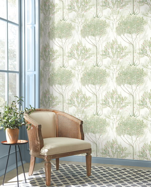 Orchard White & Green Wallpaper