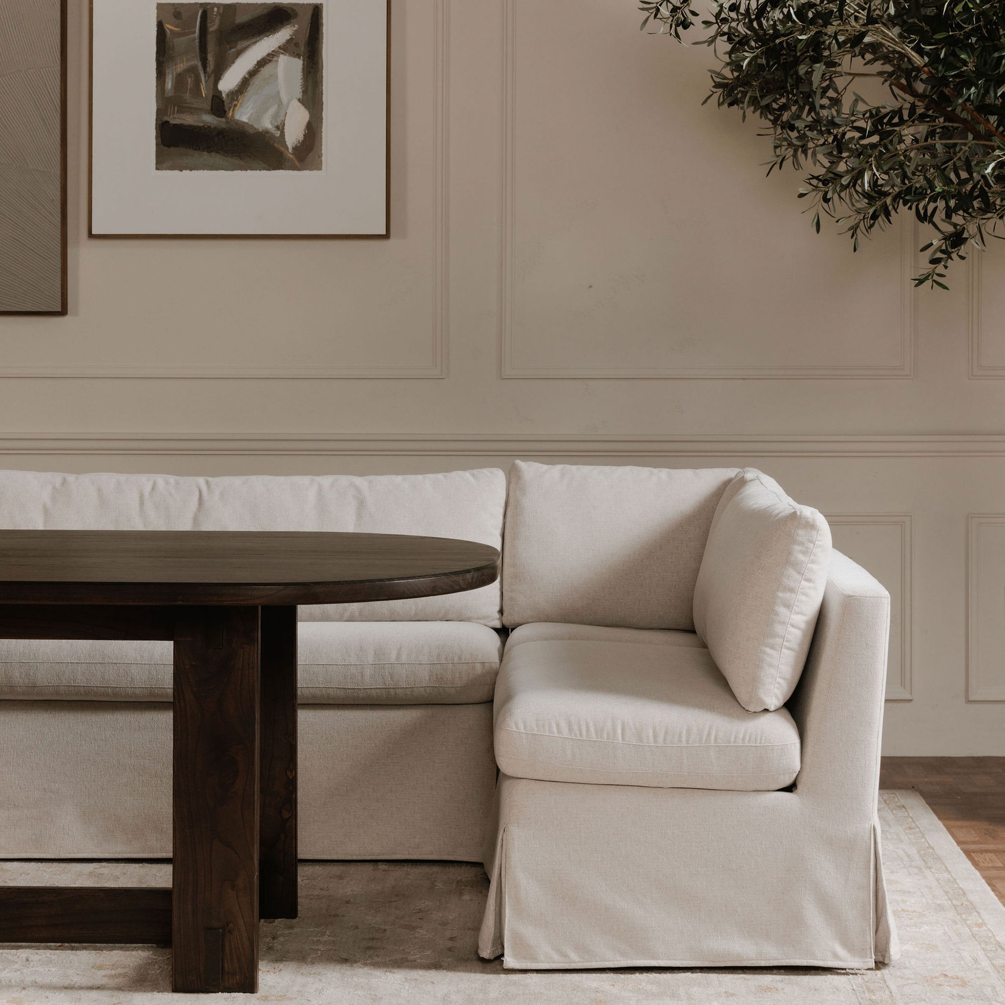 Fable Slipcover Dining Chair And Half Beige large image 