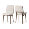 David Solid Back Dining Side Chair | Tuffed Cream Fabric with Brown Wood, Dining Chair by Mercana, 18.5" length x 26" width x 34.5" height thumbnail 5