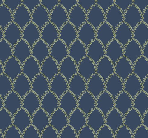 Laurel Navy Wallpaper