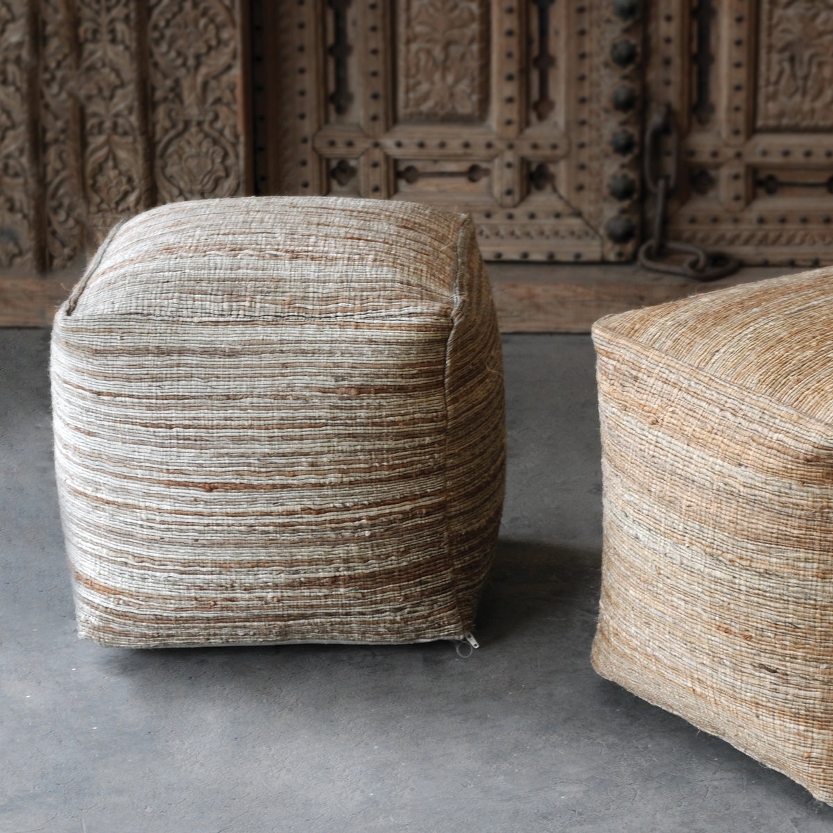 Shiro Beige Pouf, Furniture by Uttermost, 18" width x 18" height x 18" depth View 5