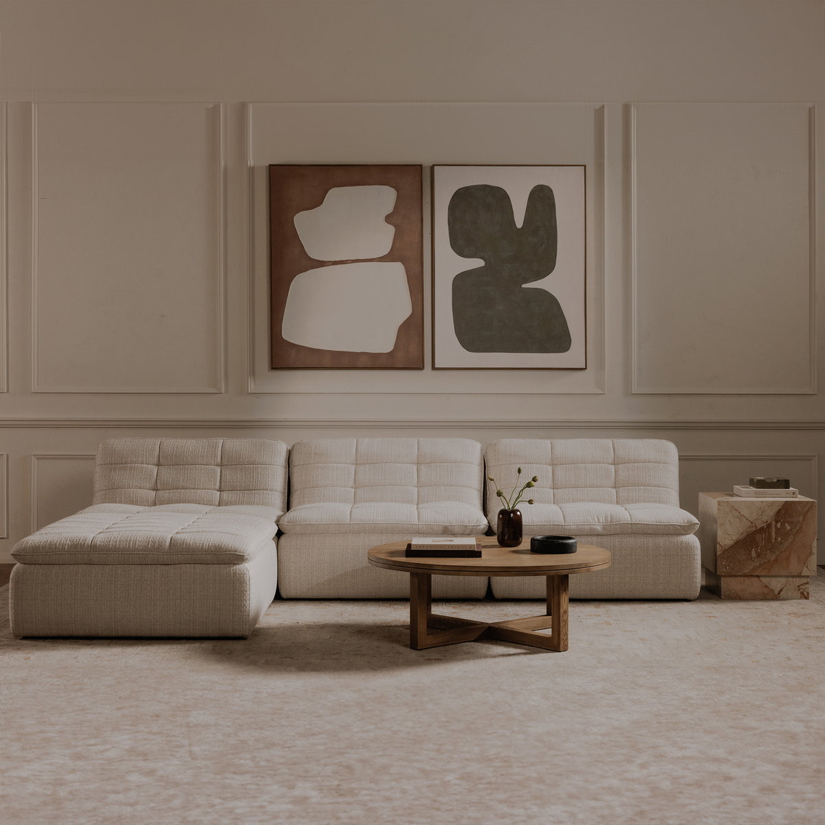 Lino Ottoman Textured Oat, by Moe's Home, 42.5" width x 17.7" height x 43.3" depth View 9