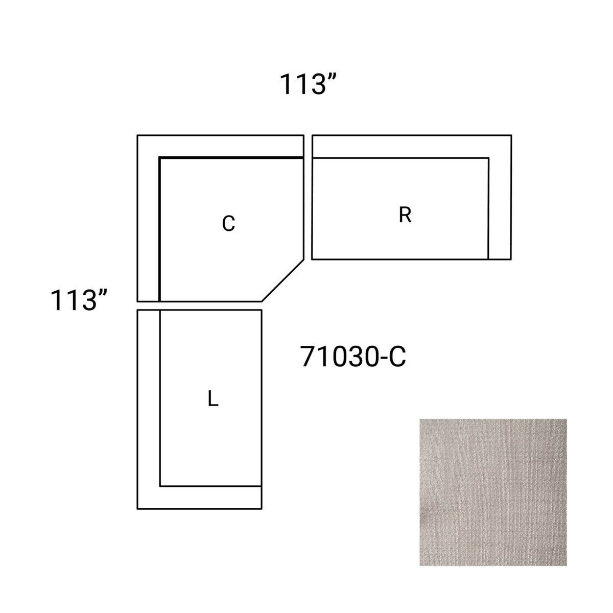 Warner Gray 3 Piece Sofa Set with Corner Piece, Sectional Sofa by Mercana, 113" length x 113" width x 32.68" height View 2