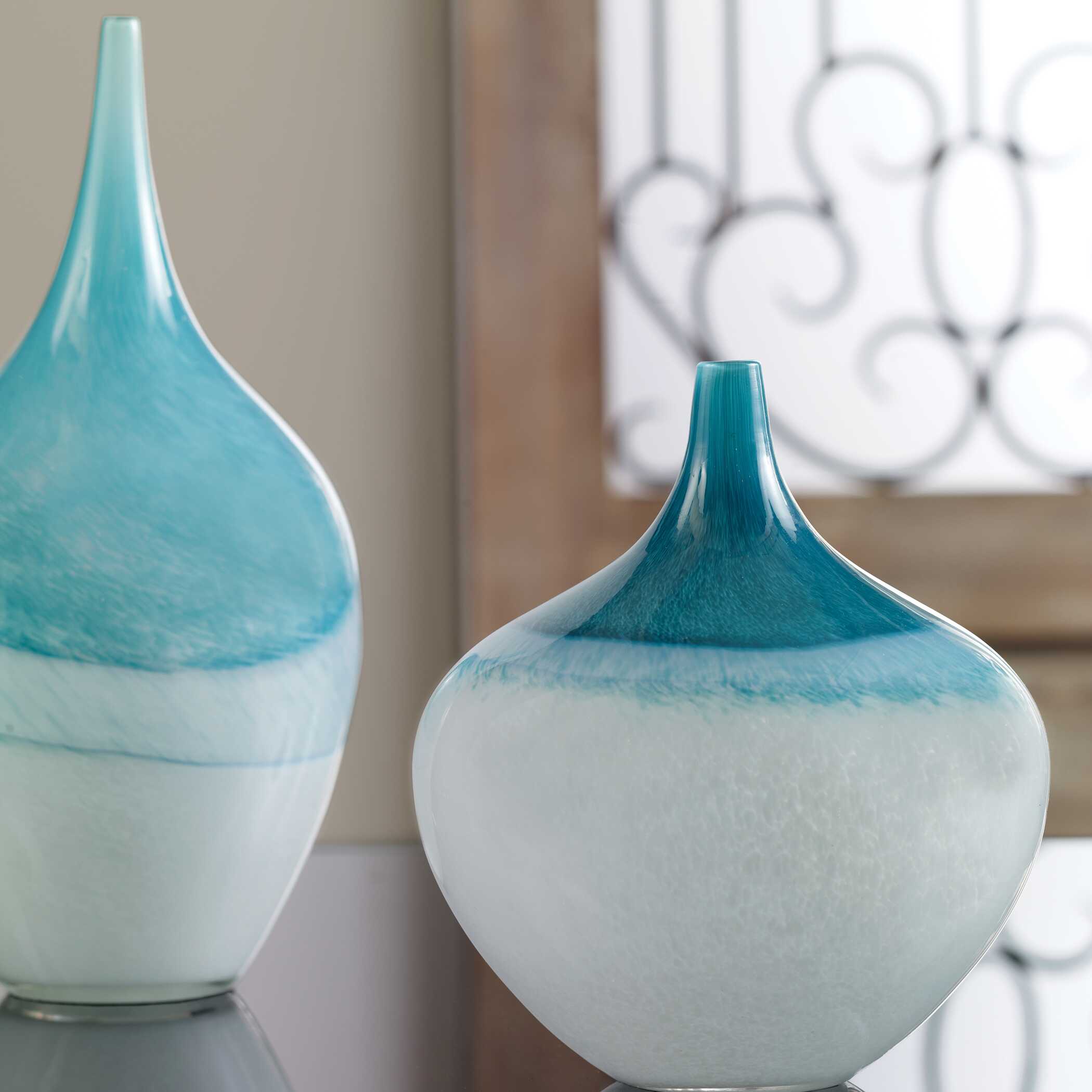 Carla Teal White Vases Set/2 large image 