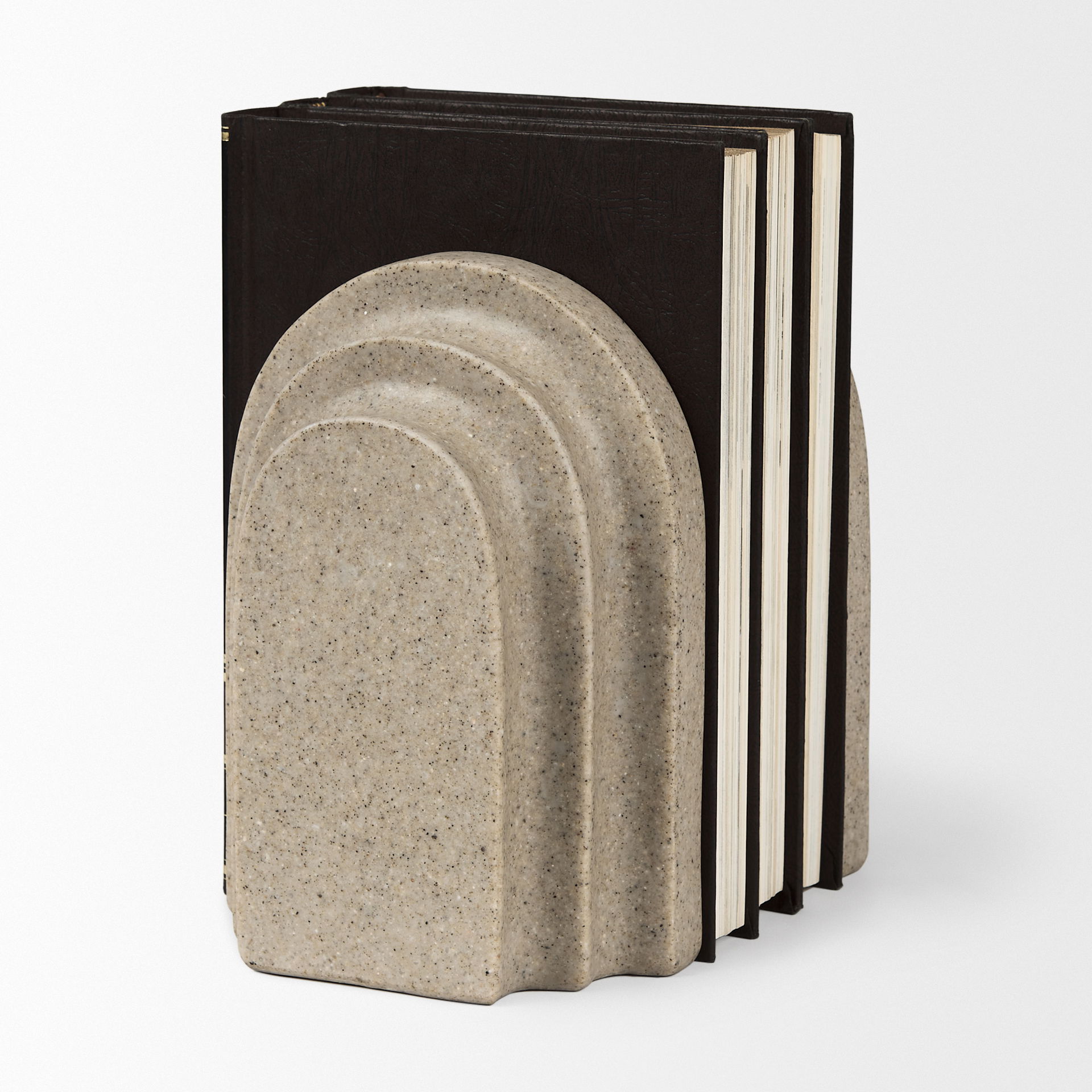 Empire Sandstone Resin Arc Book End Set, Bookend by Mercana, 14.57" length x 4.92" width x 10.24" height View 7