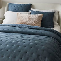 Online Designer Bedroom Silky TENCEL Crescent Stitch Quilt, King/Cal. King, Stormy Blue