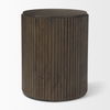 Terra 18L x 18W x 22H Dark Brown Wood Fluted Round Side Table, Side & End Table by Mercana, 18" length x 18" width x 22" height thumbnail 5