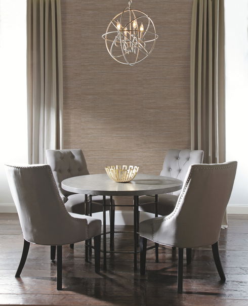 Lustrous Grasscloth Silver & Taupe Wallpaper