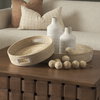 Kalama Set of 2 Large Round Seagrass Trays with Handles, Decorative Tray by Mercana, 22.05" length x 22.05" width x 3.94" height thumbnail 3