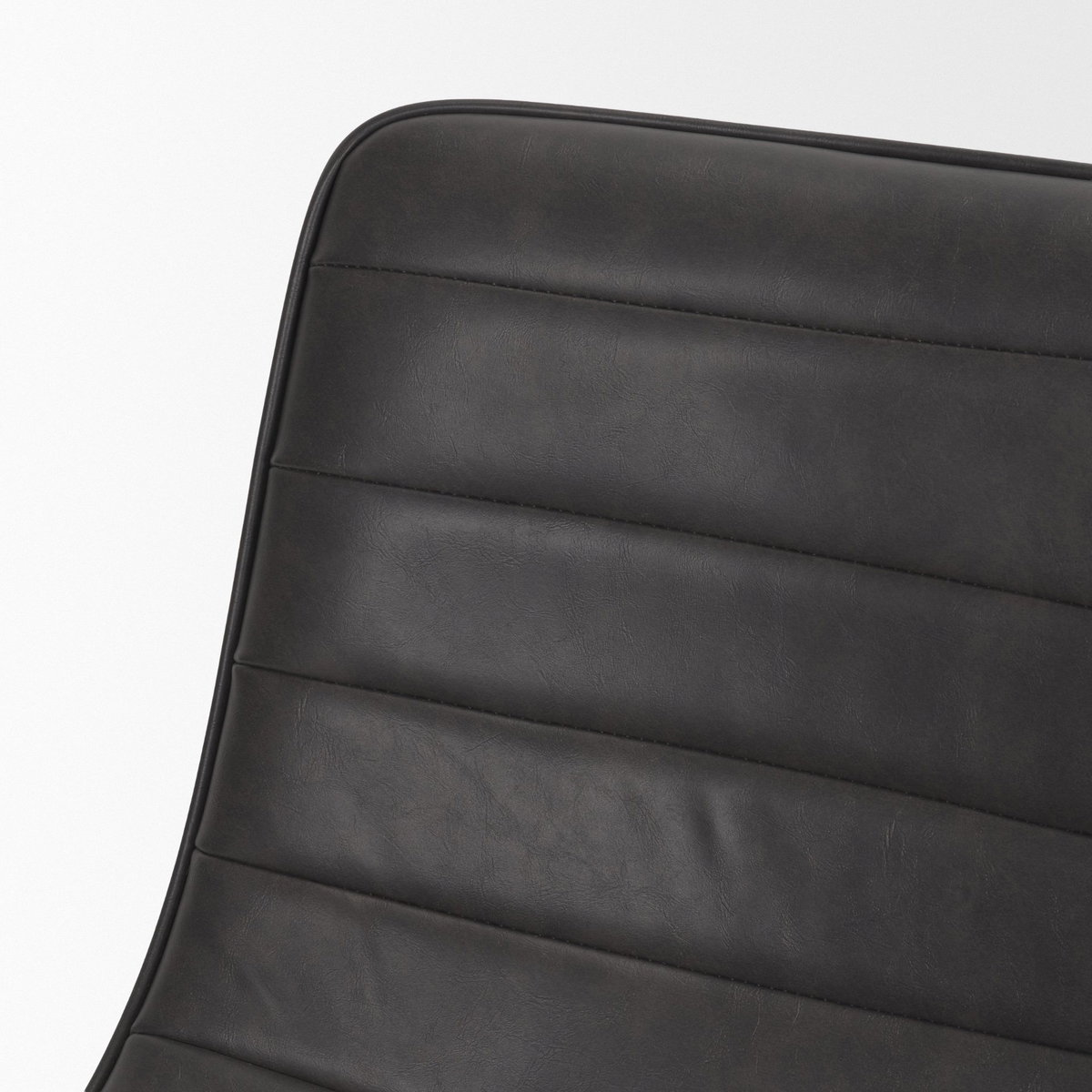 Thornton Solid Back Dining Side Chair | Faux Leather with Iron, Dining Chair by Mercana, 17.72" length x 24.8" width x 31.5" height View 10