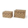 Hanalei Set of 2 Seagrass Boxes with Lids, by Mercana, 11.42" length x 7.48" width x 7.48" height thumbnail 1