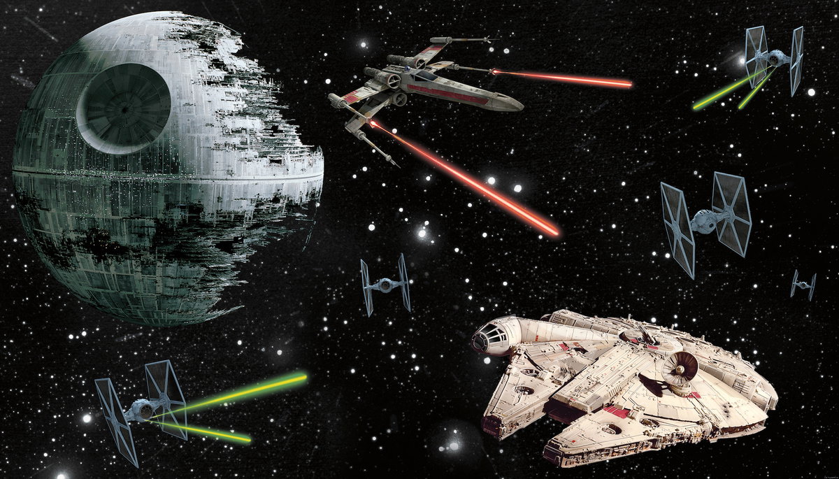 Star Wars Classic Vehicles XL Chair Rail Wall Mural, Wallpaper by York Wall, 1'6" length x 1'6" width x 0.02" depth