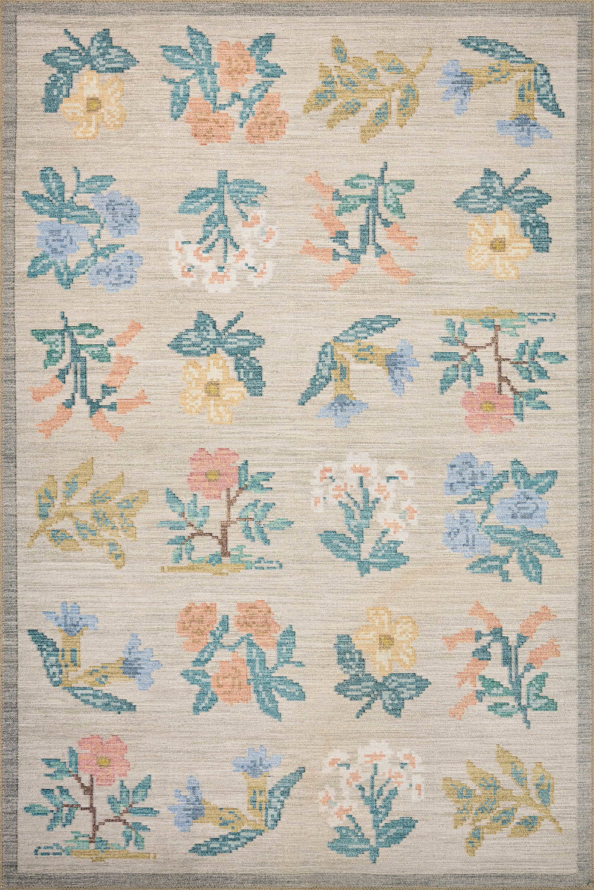 Rifle Paper Co. x Loloi Rosa Rug, 1'6" length x 1'6" width View 1