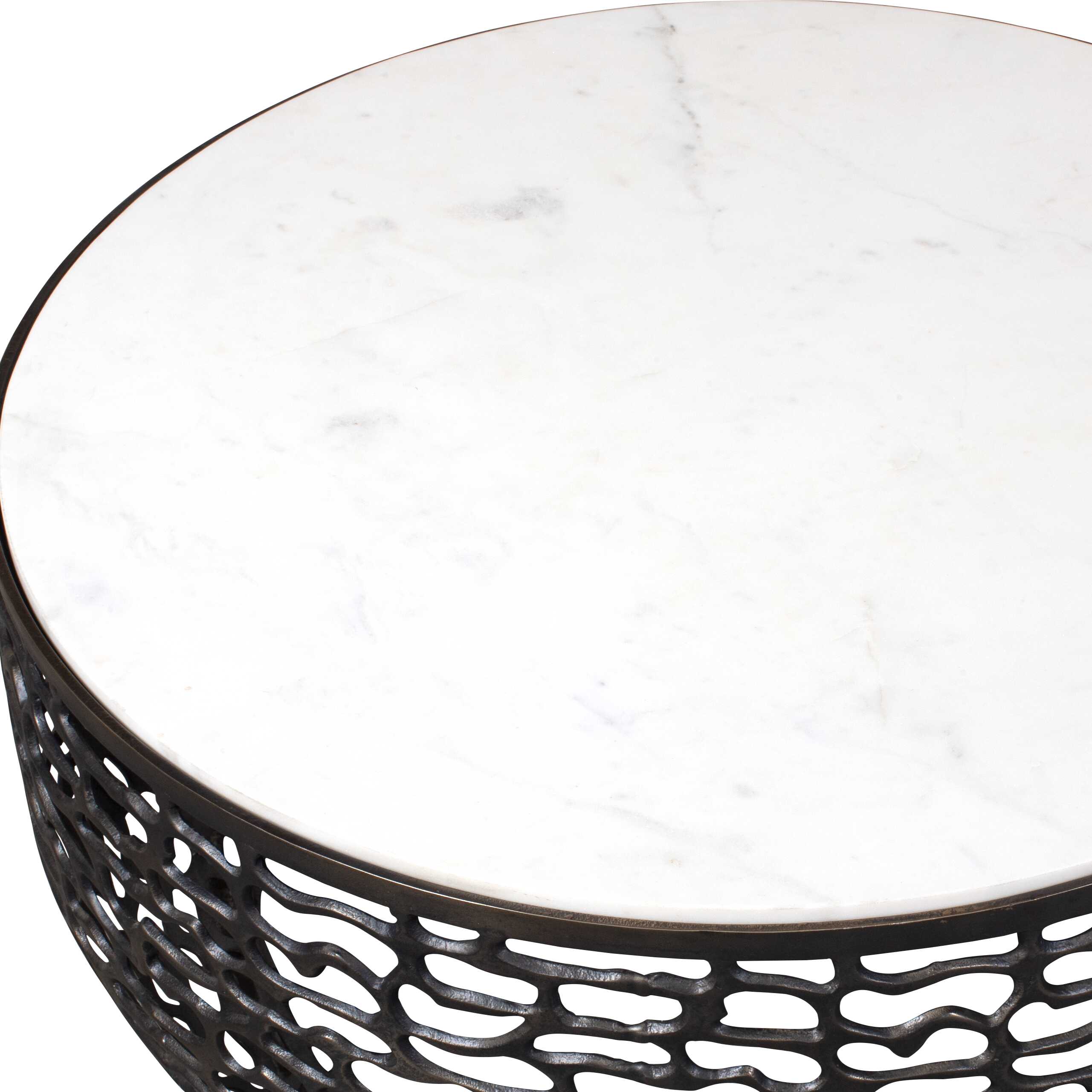 Sabena White Marble Outdoor Coffee Table, Furniture by Uttermost, 36" width x 16" height x 36" depth View 5
