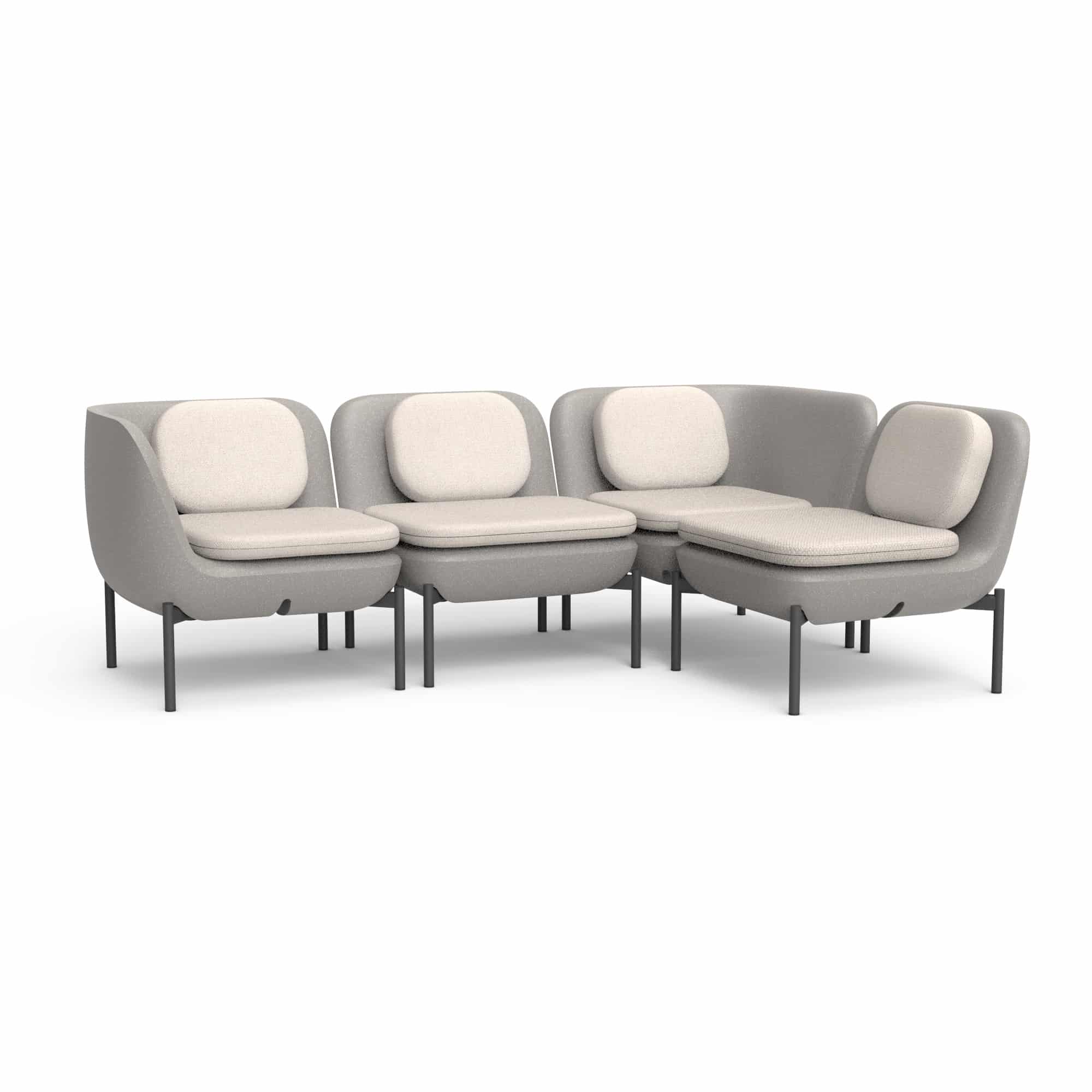 Inou Elements Modular Four-seater Sectional Sofa, Outdoor Furniture by Crescent Garden, 6'9.3" width x 2'2.4" height x 4'5.3" depth View 5