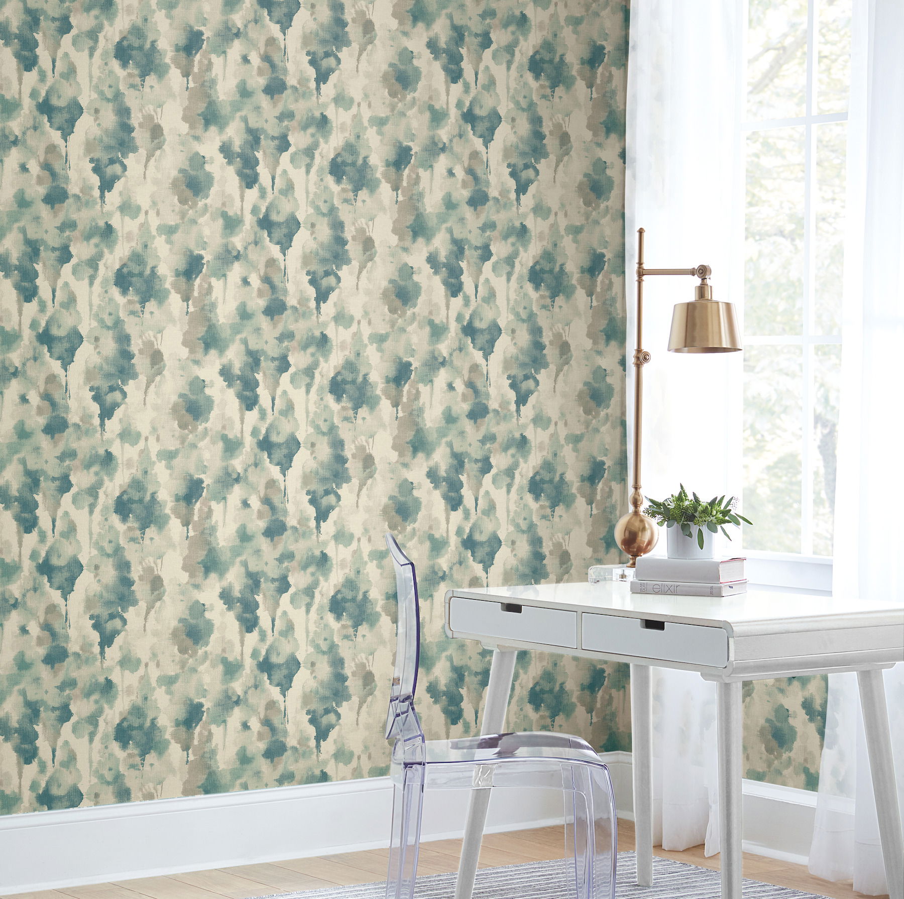 Mirage Off White & Dark Blue Wallpaper large image 