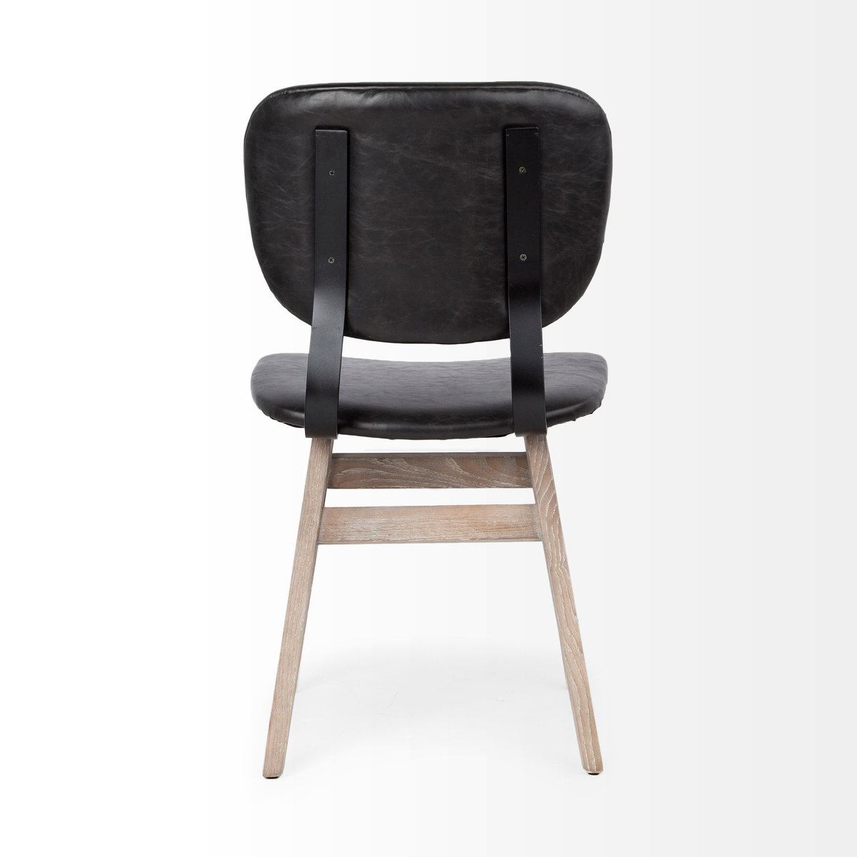 Haden Open Back Dining Side Chair | Black Faux Leather with Iron, Dining Chair by Mercana, 18.5" length x 21.5" width x 32.25" height View 8