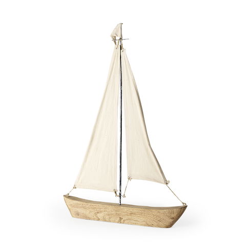 Tartane Large 22L x 2W Brown/Cream Nautical Inspired Sailboat