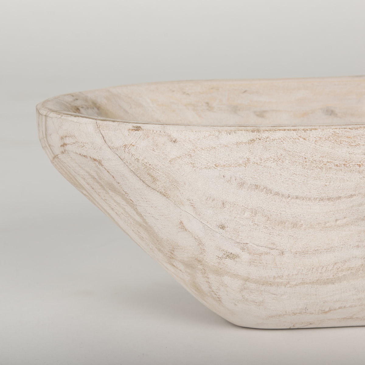 Athena Extra Large Oblong Light-Wash Reclaimed Wood Bowl, Decorative Bowl by Mercana, 26" length x 10" width x 7" height View 10