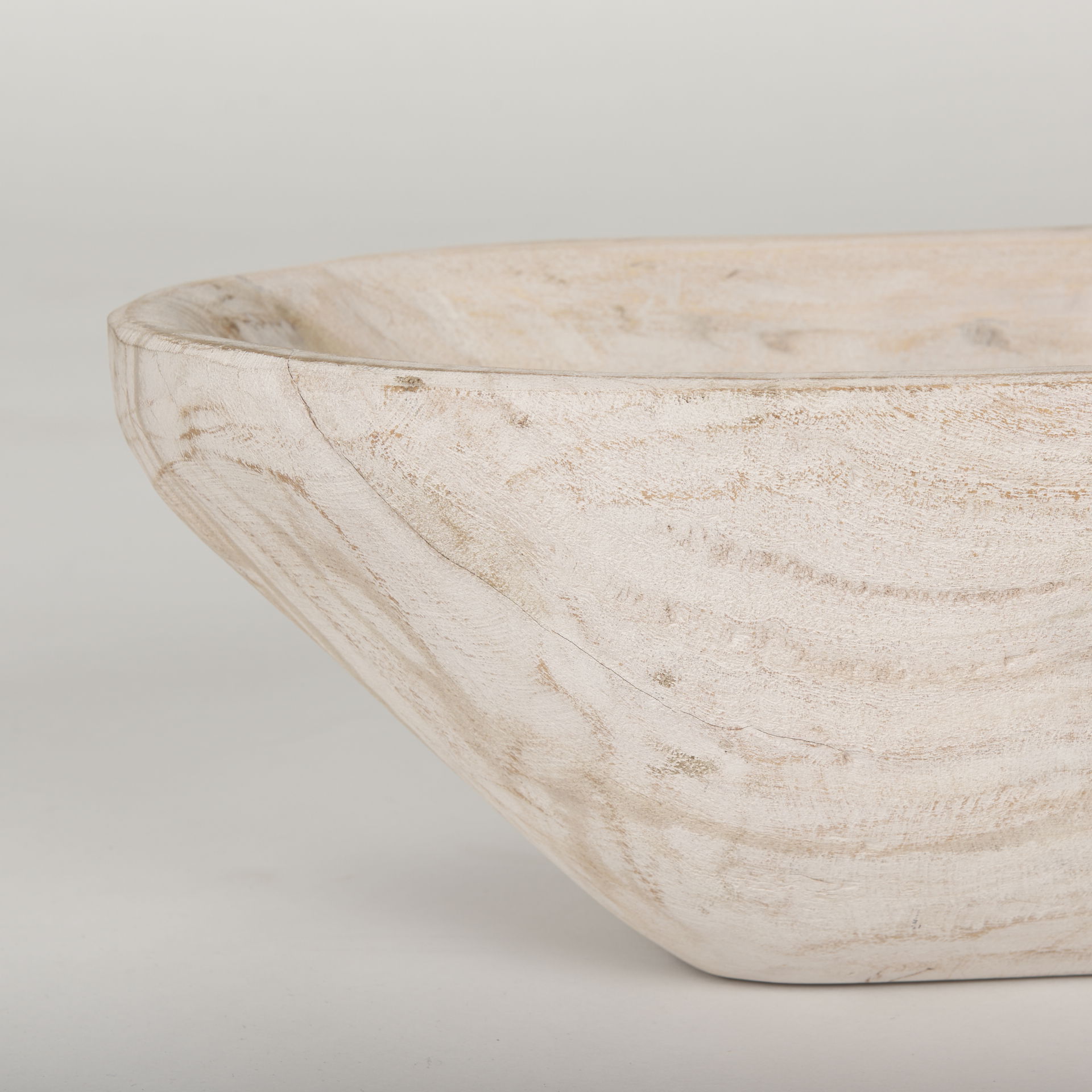 Athena Extra Large Oblong Light-Wash Reclaimed Wood Bowl, Decorative Bowl by Mercana, 26" length x 10" width x 7" height View 8