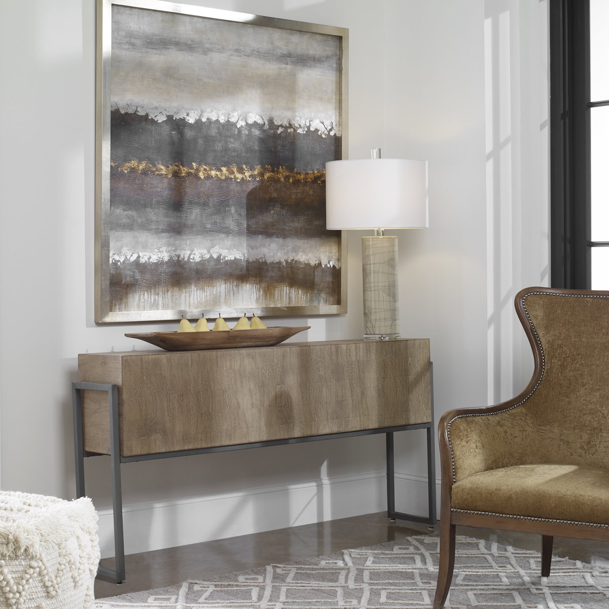 Nevis Contemporary Console Table, by Uttermost, 60" width x 31" height x 12" depth View 10