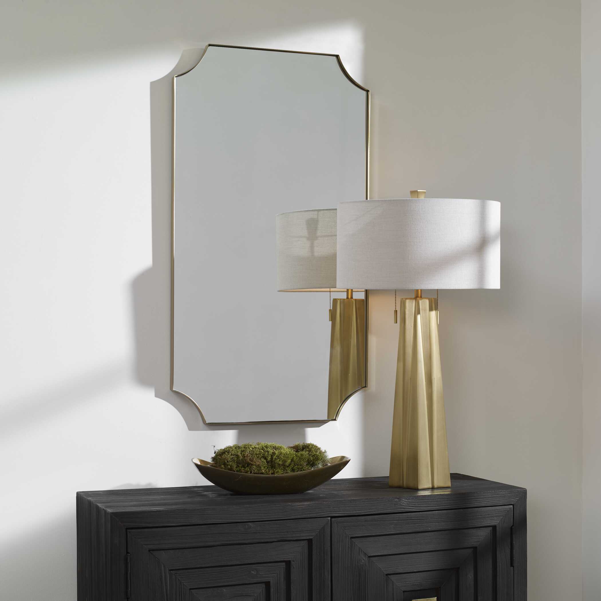 Lennox Brass Scalloped Corner Mirror Lennox Brass Scalloped Corner Mirror large image