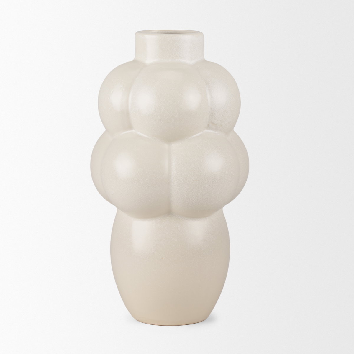 Ulvi Cream Glazed Bubble Ceramic Vase, by Mercana, 7.68" length x 7.48" width x 14.17" height View 6