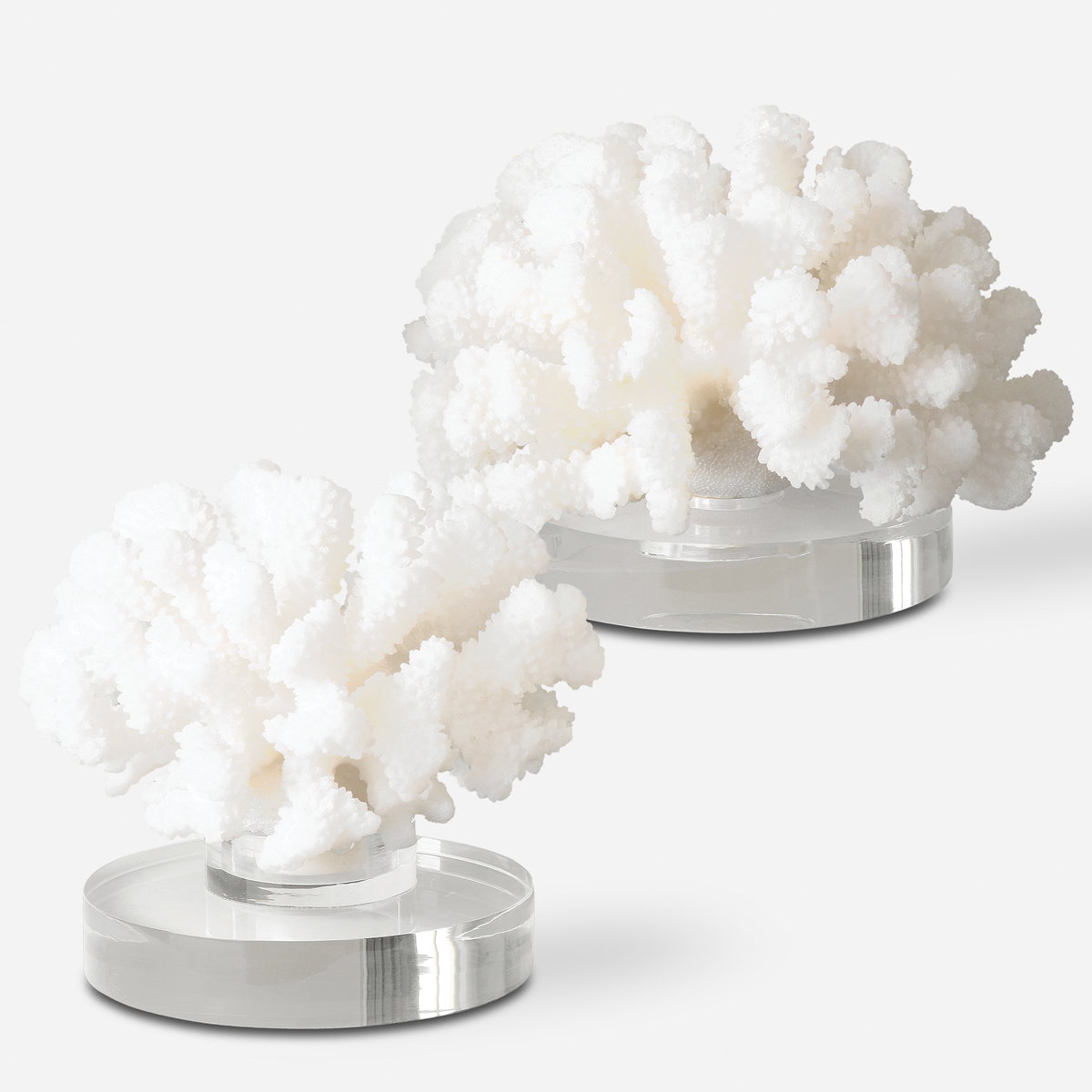 Hard Coral Sculptures Set/2, Figurines & Statue by Uttermost, 7" width x 5.5" height x 7" depth View 1