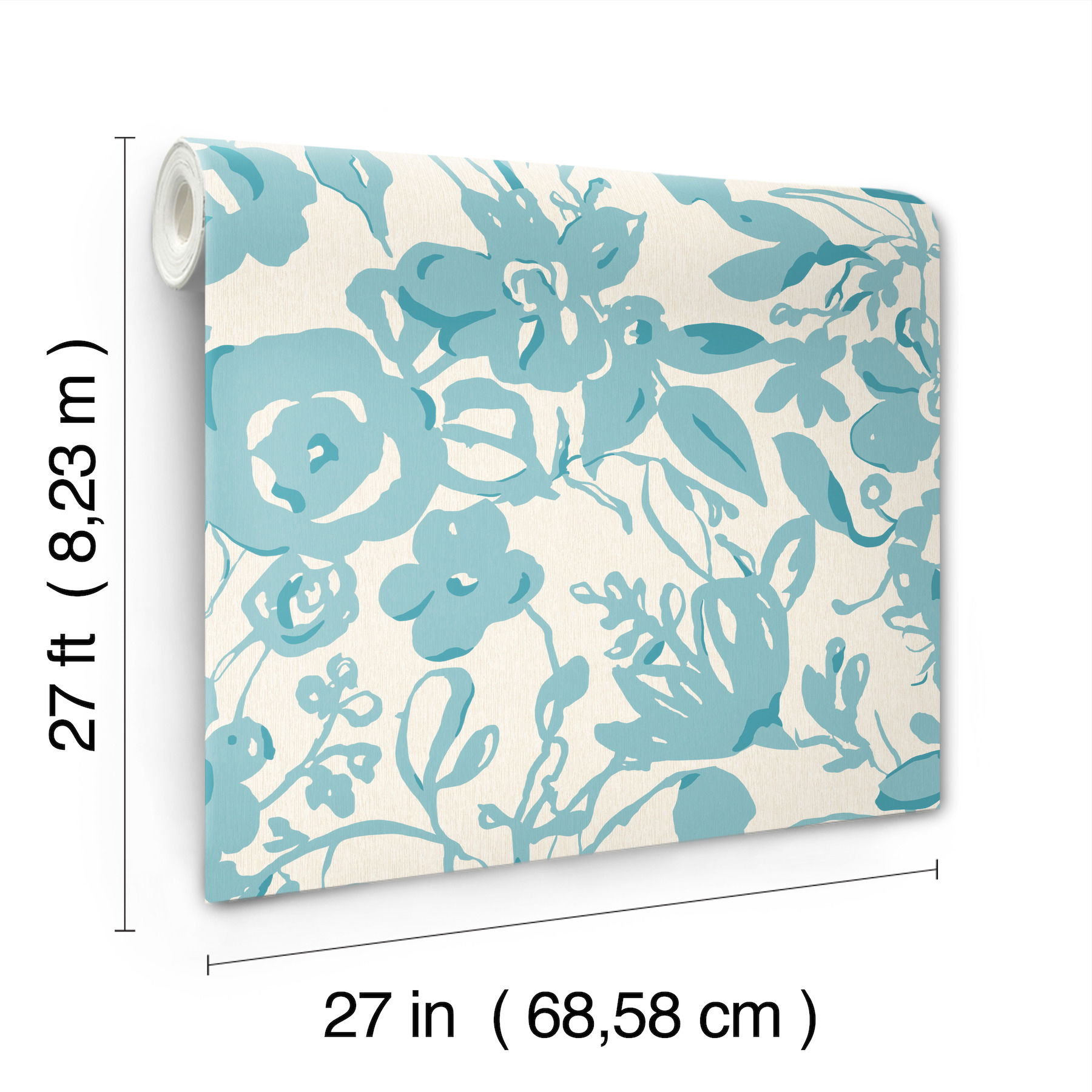 Brushstroke Floral Aqua Wallpaper large image 