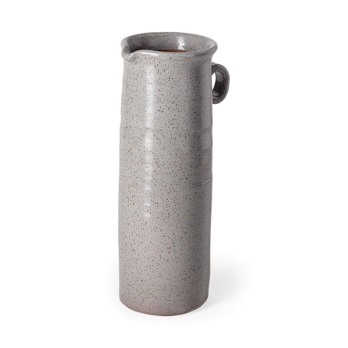 Frieda Large Freckled Gray Ceramic Jug, Decorative Jar by Mercana, 6.1" length x 4.53" width x 12.2" height View 7