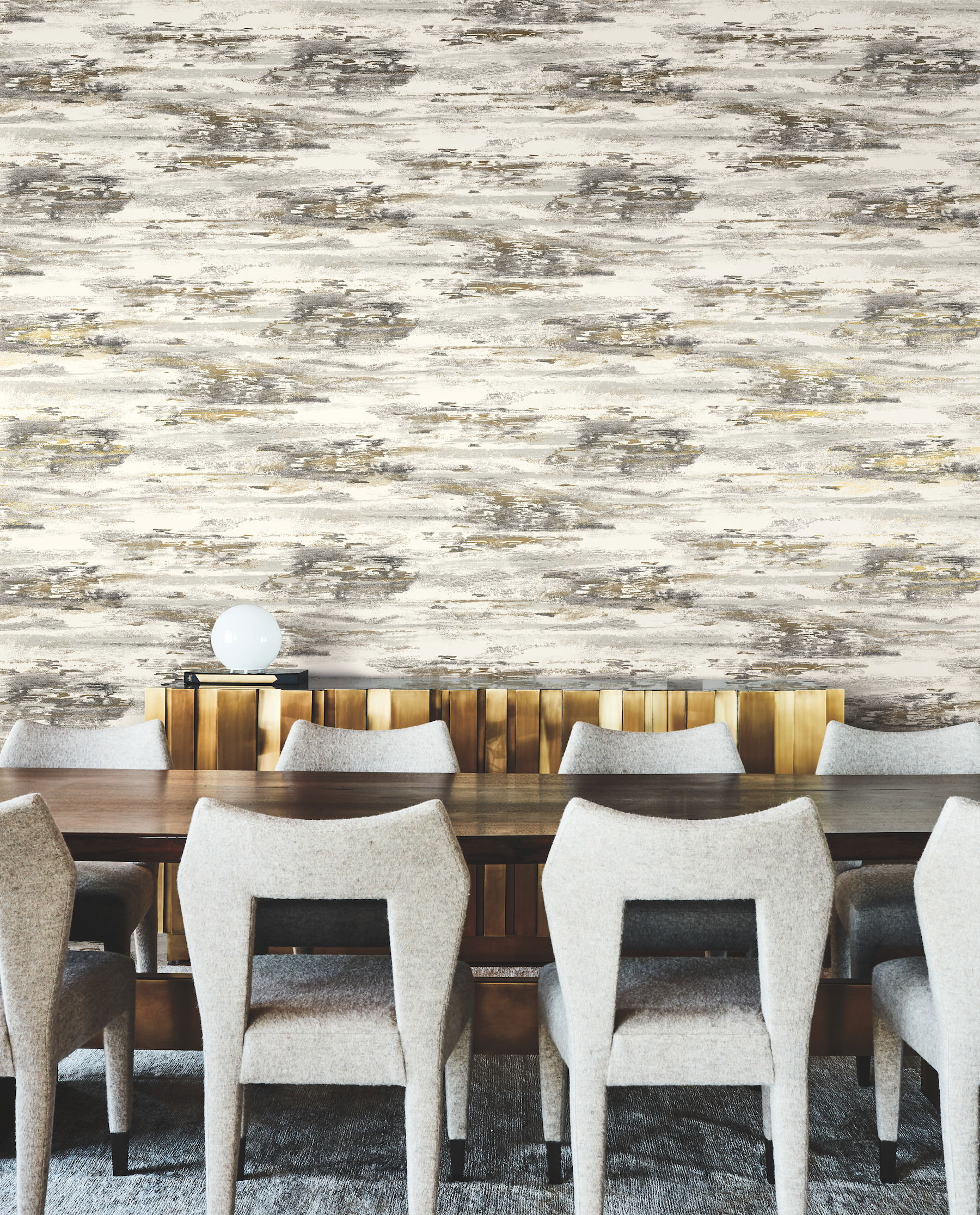 Birch Bark Texture Black & Gold Wallpaper large image 
