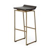 Givens Low Back 32in Seat Bar Stool | Brown Wood with Gold Metal, Counter & Bar Stool by Mercana, 14.1" length x 15.8" width x 32" height thumbnail 1