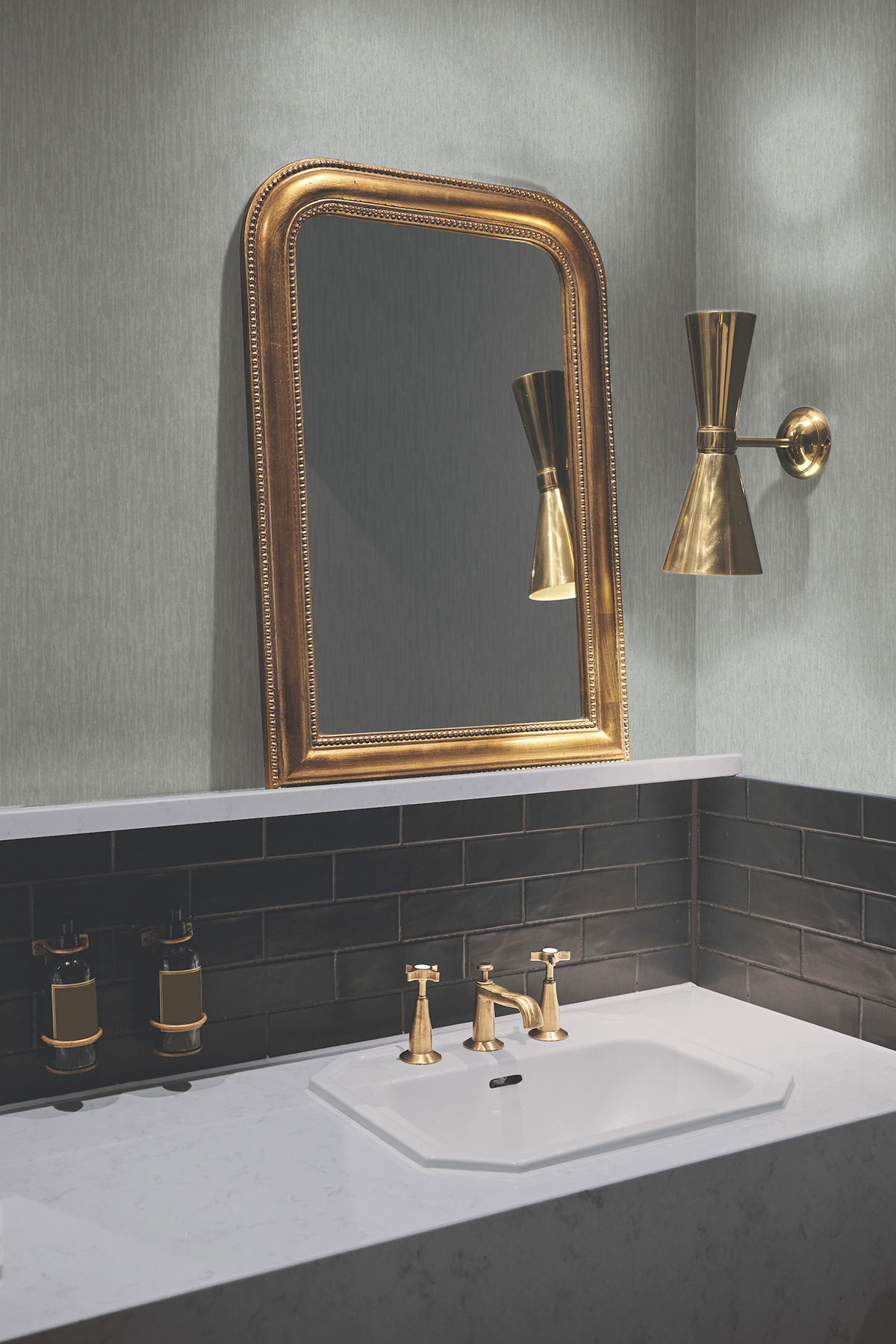 Metallic Cascade Spa & Silver Wallpaper large image 