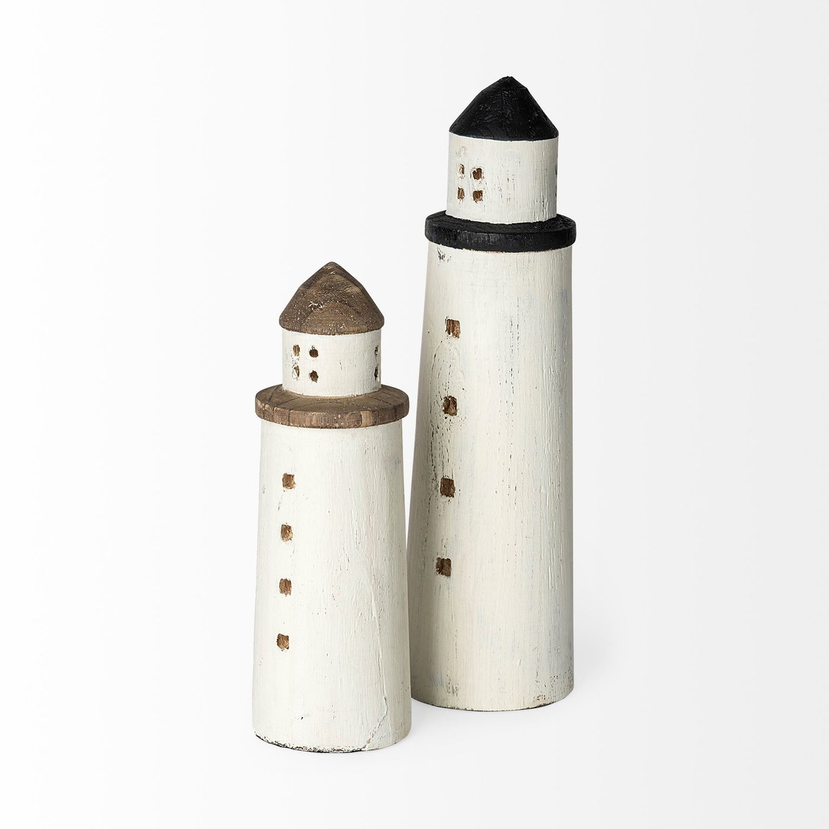 Abner (Large) 4L x 4W White Wooden Coastal Lighthouse, Decorative Object by Mercana, 3.86" length x 3.86" width x 13.39" height View 4
