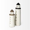Abner (Large) 4L x 4W White Wooden Coastal Lighthouse, Decorative Object by Mercana, 3.86" length x 3.86" width x 13.39" height thumbnail 4