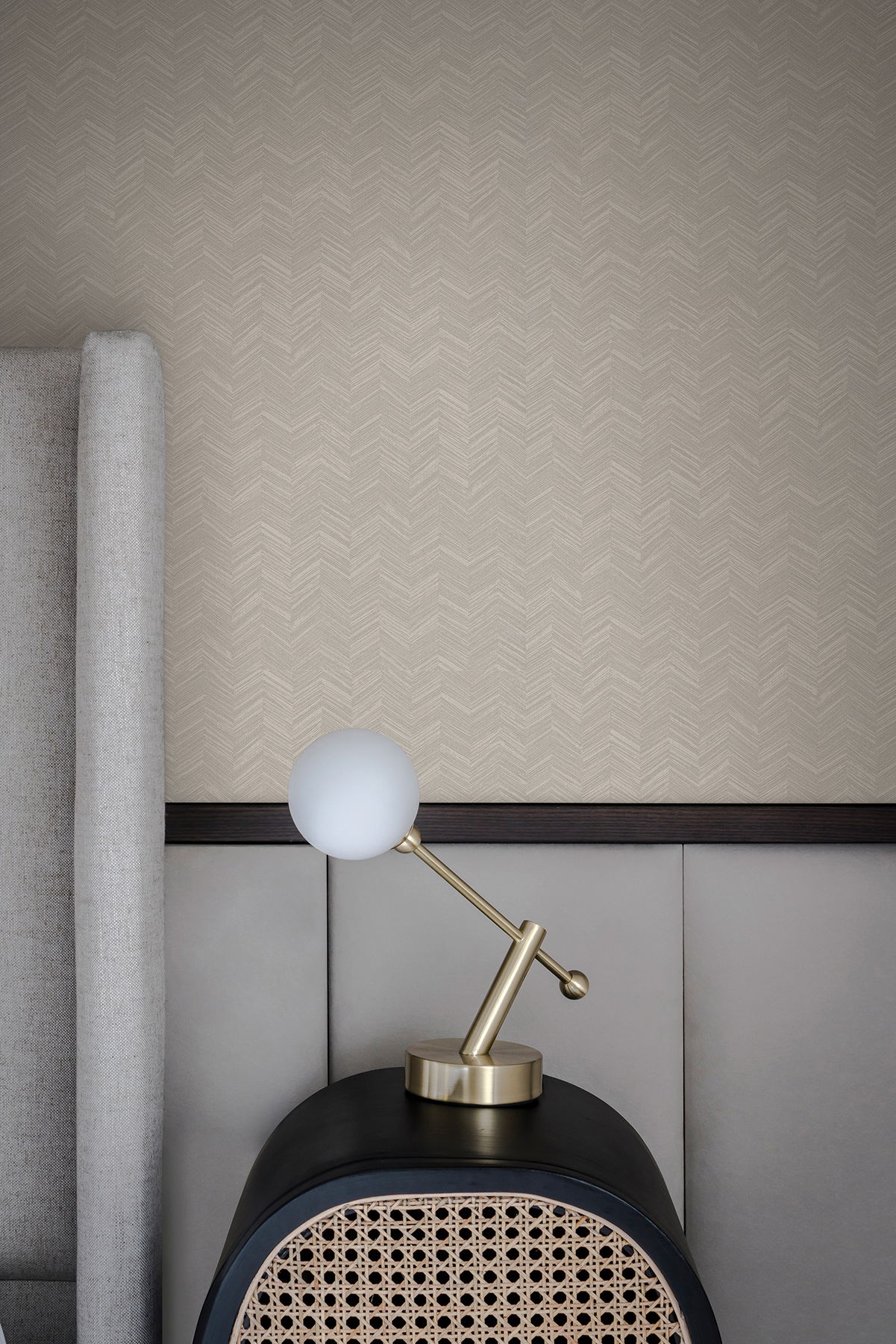 Raised Chevron Taupe Wallpaper, by York Wall, 33' length x 1'8.9" width x 0.02" depth View 2