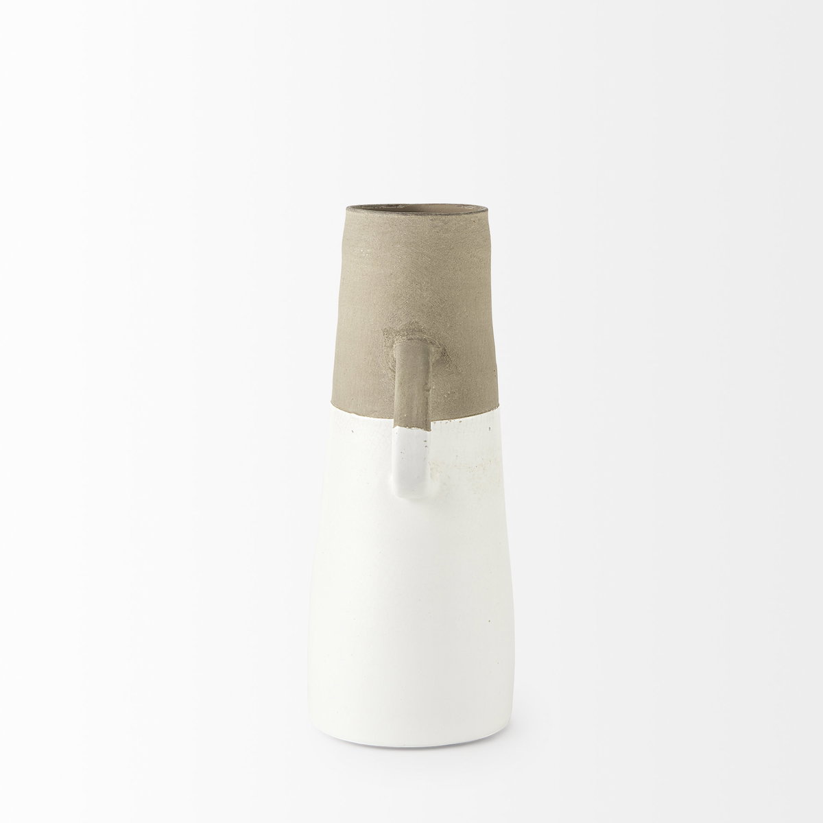 Garand Medium 15H Two-Toned White Natural Ceramic Jug, Decorative Jar by Mercana, 7.48" length x 5.12" width x 13.58" height View 8