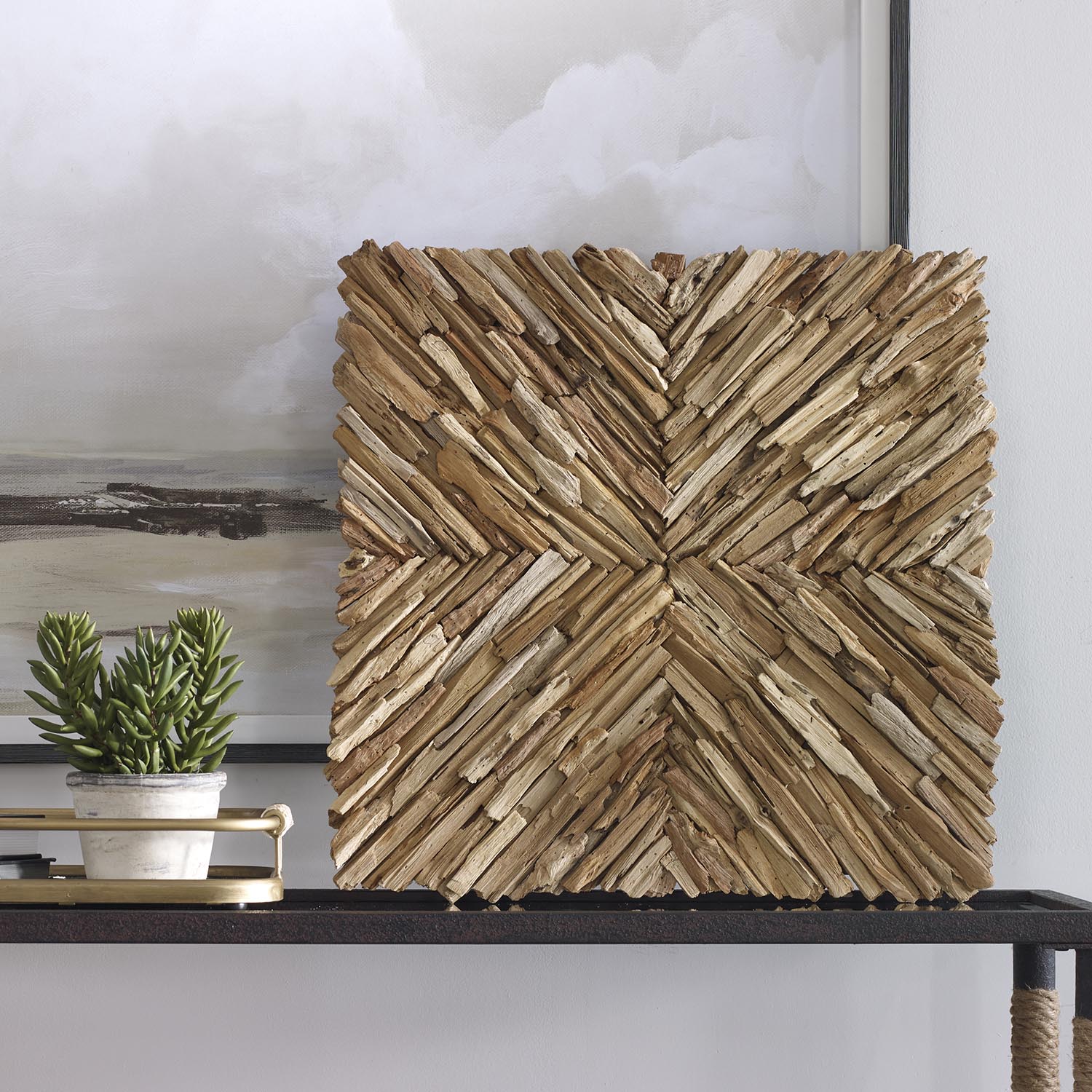 Outland Drift Wood Wall Decor, Sculptural Wall Art by Uttermost, 24" width x 24" height x 2.75" depth View 2