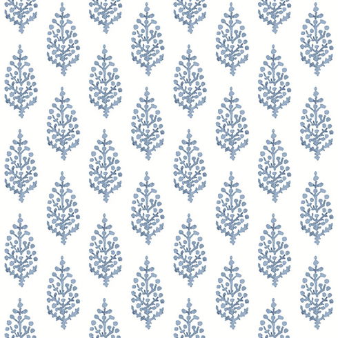 Paisley on Calico Blue Wallpaper